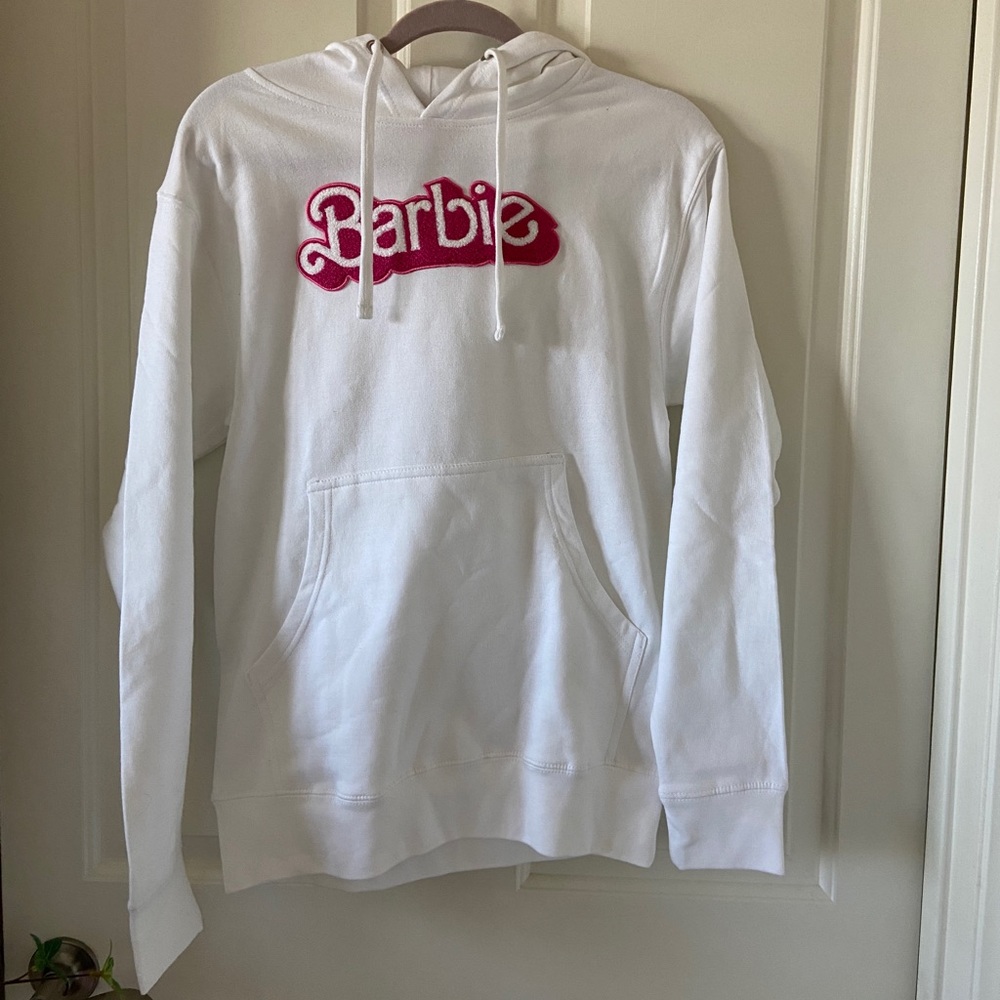 Barbie Sweatshirt Hoodie Size XS Pink And White - Picture 1 of 4
